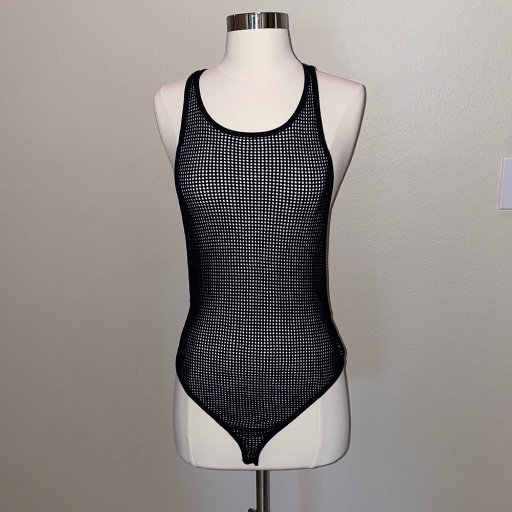 Knitted Mesh Black Bodysuit